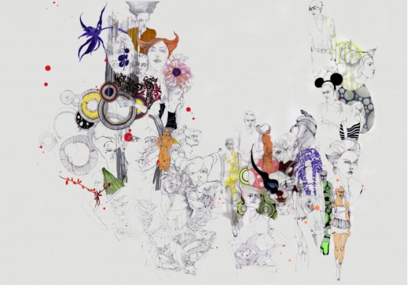 Sonya Suhariyan.Social networks. 2013. mixed media on canvas, 100 x 70 cm